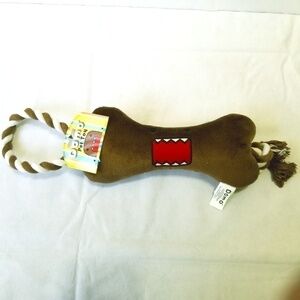 Bone Plush Dog Chew Toy‎ with Squeaker and Rope